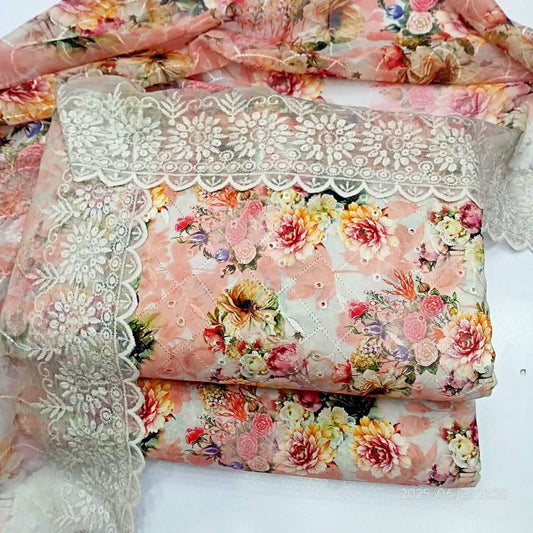 Gulzar-e-Baharan – Elegant Unstitched 3-Piece Embroidered Lawn Suit