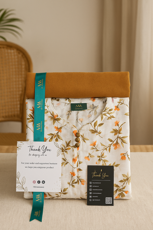 Golden Blossom – 3 Piece Stitched Luxury Lawn Suit
