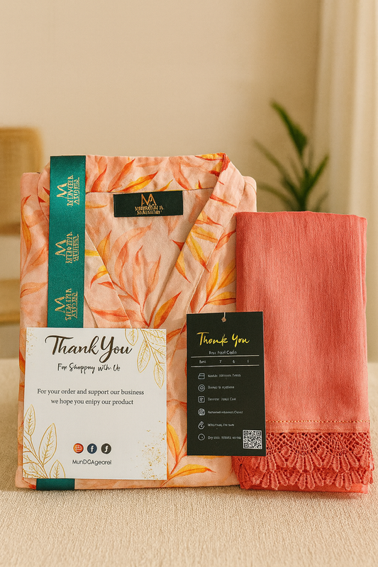 Peach Sunrise – 3 Piece Stitched Luxury Lawn Suit