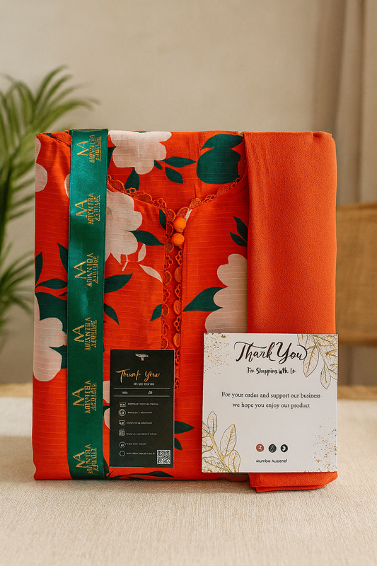 Tangerine Bloom – 3 Piece Stitched Luxury Lawn Suit