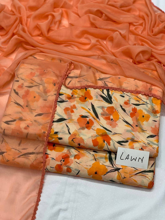Rang Bahar – Unstitched 3-Piece Lawn Suit in Citrus Bloom