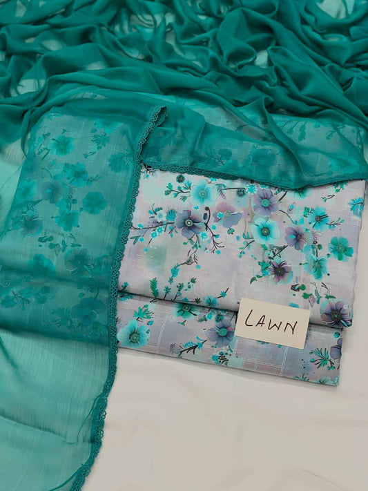 Neelkamal – Unstitched 3-Piece Lawn Suit in Aqua Bloom