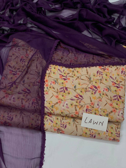 Shahi Bagh – Unstitched 3-Piece Lawn Suit in Plum Blossom
